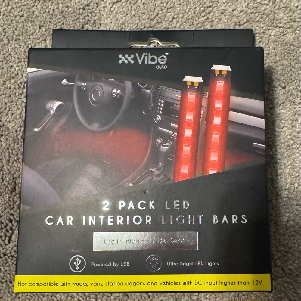 Vibe Auto LED Car Interior Light Bars - 2 Pack